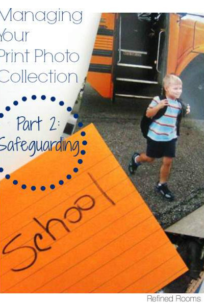 print photo with index card. Text "How to Organize Your Print Photo Collection: Part 2 Safeguarding".