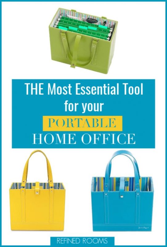 collage of portable file totes - text "The most essential tool for your portable home office".