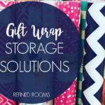 collection of colorful gift wrap - text "gift wrap storage solutions".