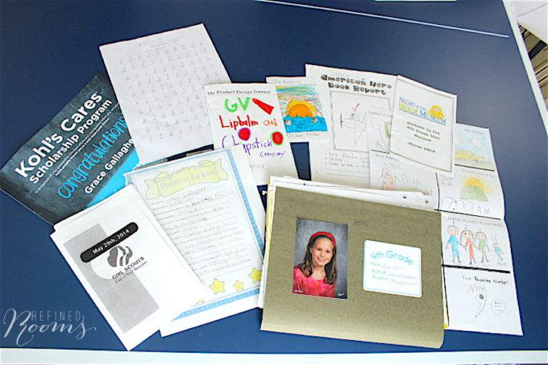 Learn simple rules for what to keep when organizing school memorabilia and school papers at Refined Rooms