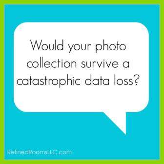 thought bubble - text "would your photo collection survive a catastrophic data loss?".
