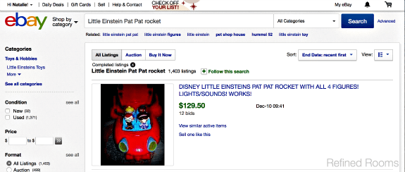 screenshot of ebay listing.