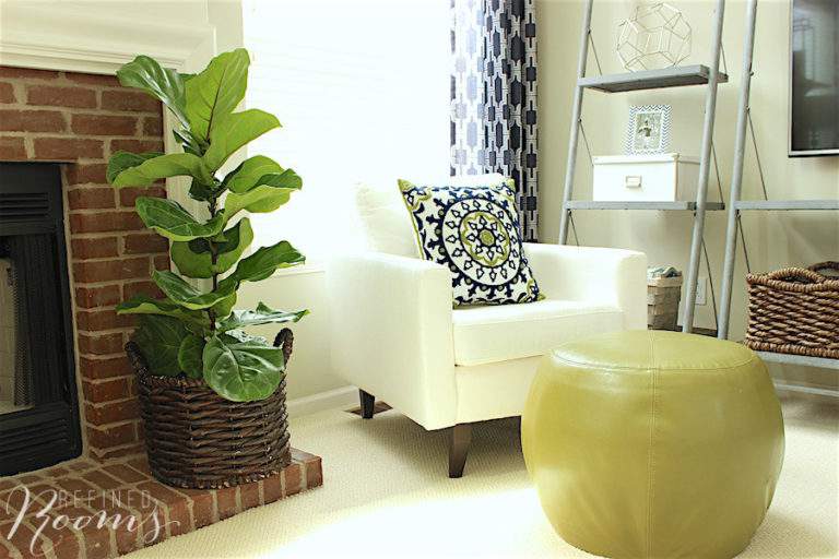 great room makeover - leather ottoman