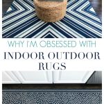 Collage of indoor outdoor rugs. Text overlay "why I'm obsessed with indoor outdoor rugs"