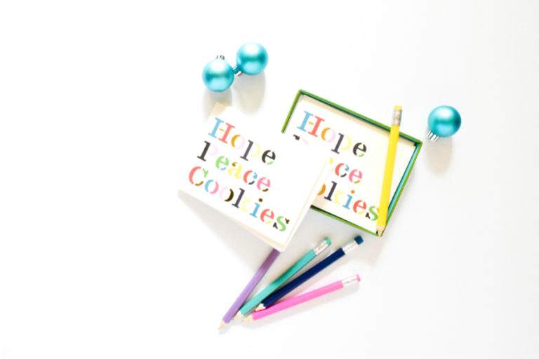 holiday stationary and colorful pens.