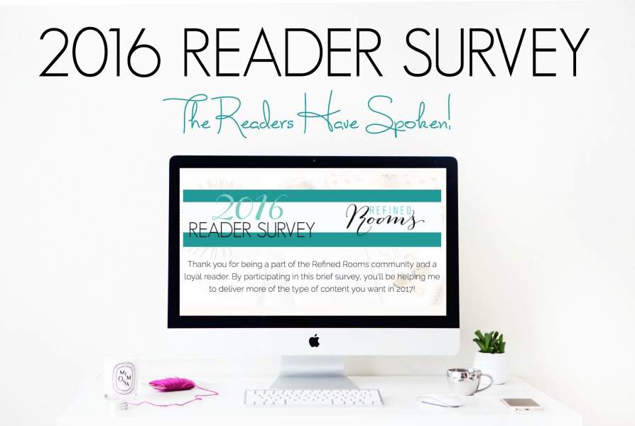 The readers have spoken! With the 2016 Refined Rooms Reader Survey results in hand, I'm excited to unveil how I plan to give you what you want in 2017!
