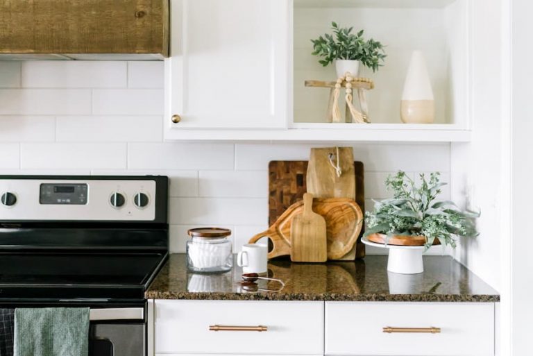 organized kitchen counter.