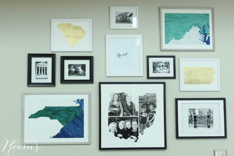 We used Minted Art to create a "homage to our roots" gallery wall as part of our great room makeover. Come take a look!