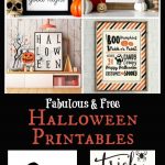 Collage of free Halloween printables displayed - text "Fabulous & Free Halloween Printables".