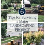 COLLAGE OF LANDSCAPING IMAGES - Text "6 Tips for Surviving a Major Landscaping Project".