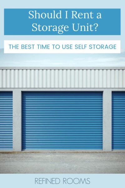 self storage facility with rows of storage units - text "Should I Rent a Storage Unit?".