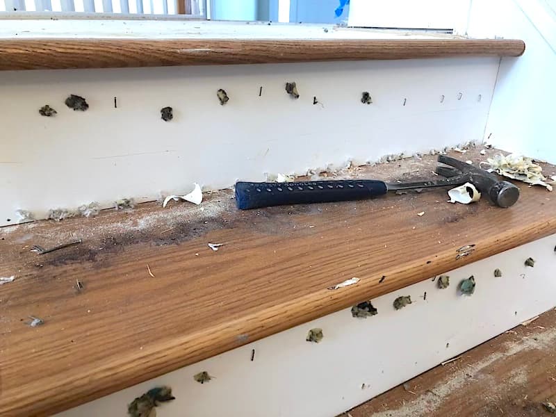 staircase torn apart as part of a home renovation project.