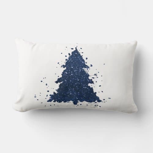 1Pc Christmas Tree Blue Victorian Blue Navy Blue Throw Pillow