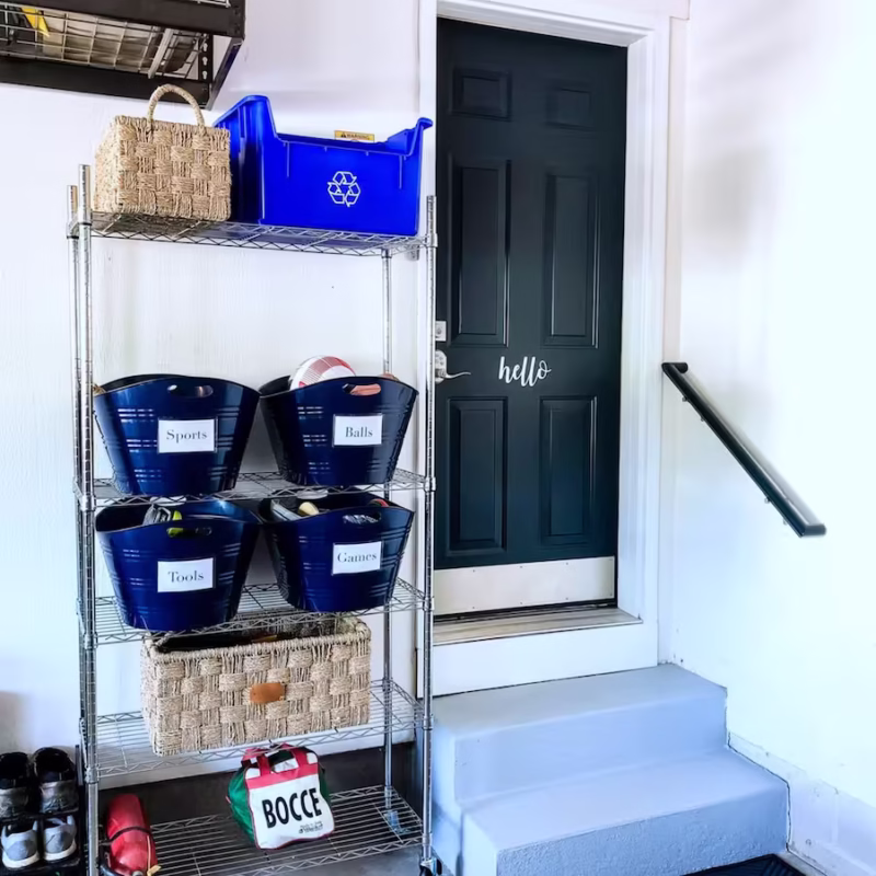 organized entryway from garage to house.